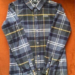 Kith kid’s Navy and Yellow Plaid Button Down Shirt